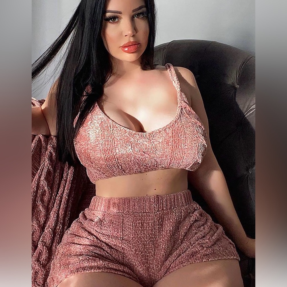 Knit Lounge Set Cozy Living 2 Piece Short Set - Mauve